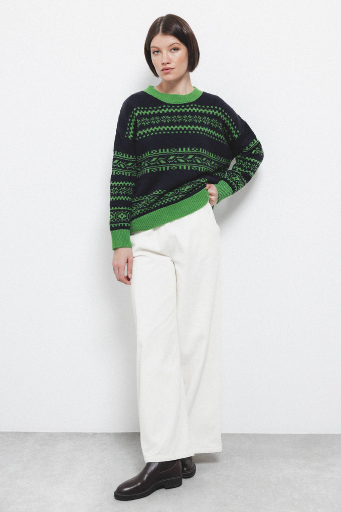 Maglione jacquard in maglia bicolore