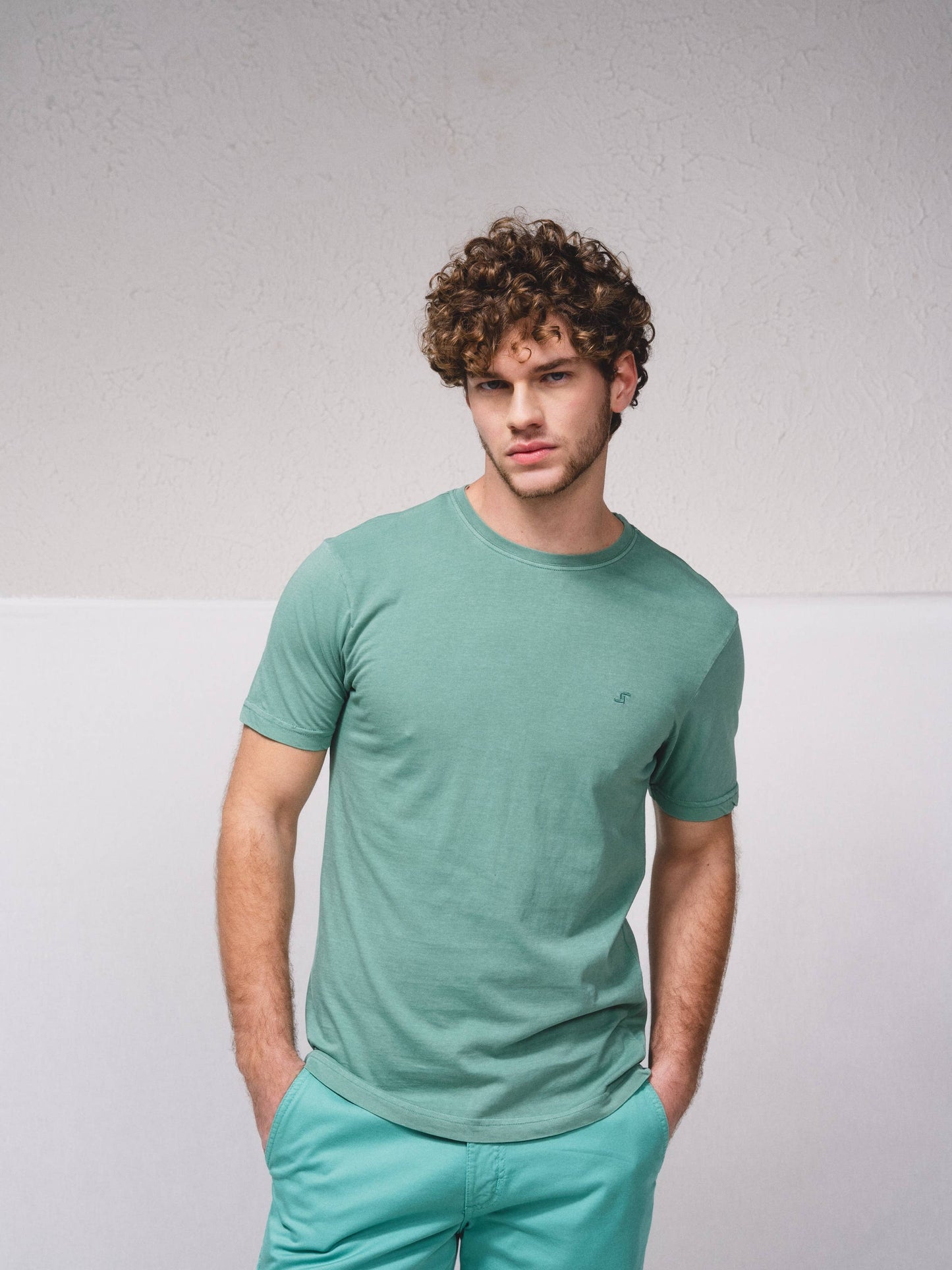 T-shirt basic in cotone con logo ricamato