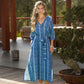Abito midi tie-dye in viscosa con cintura