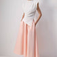 Gonna lunga in satin a vita alta rosa baby
