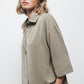 Blusa oversize tinta unita con colletto classico