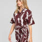 Camicia Kavy bordeaux a stampa floreale con nodo laterale