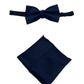 Set papillon preannodato e fazzoletto da taschino blu navy