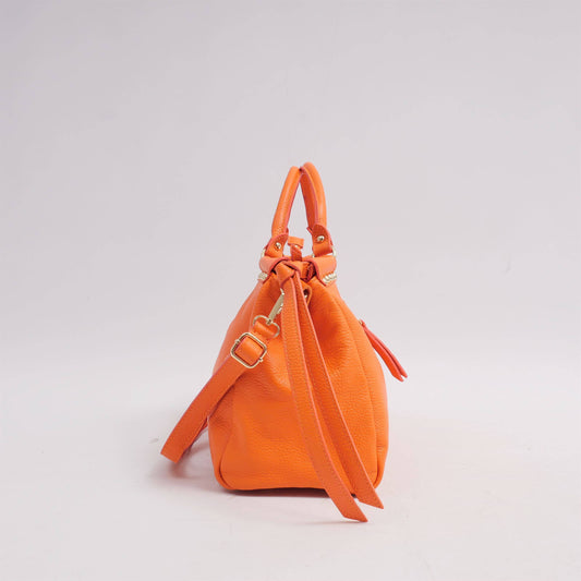 Borsa a mano in pelle con tracolla e tasca zip