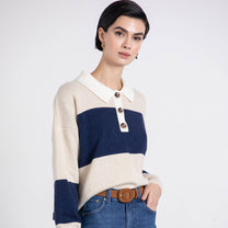 Polo in maglia a maniche lunghe a righe