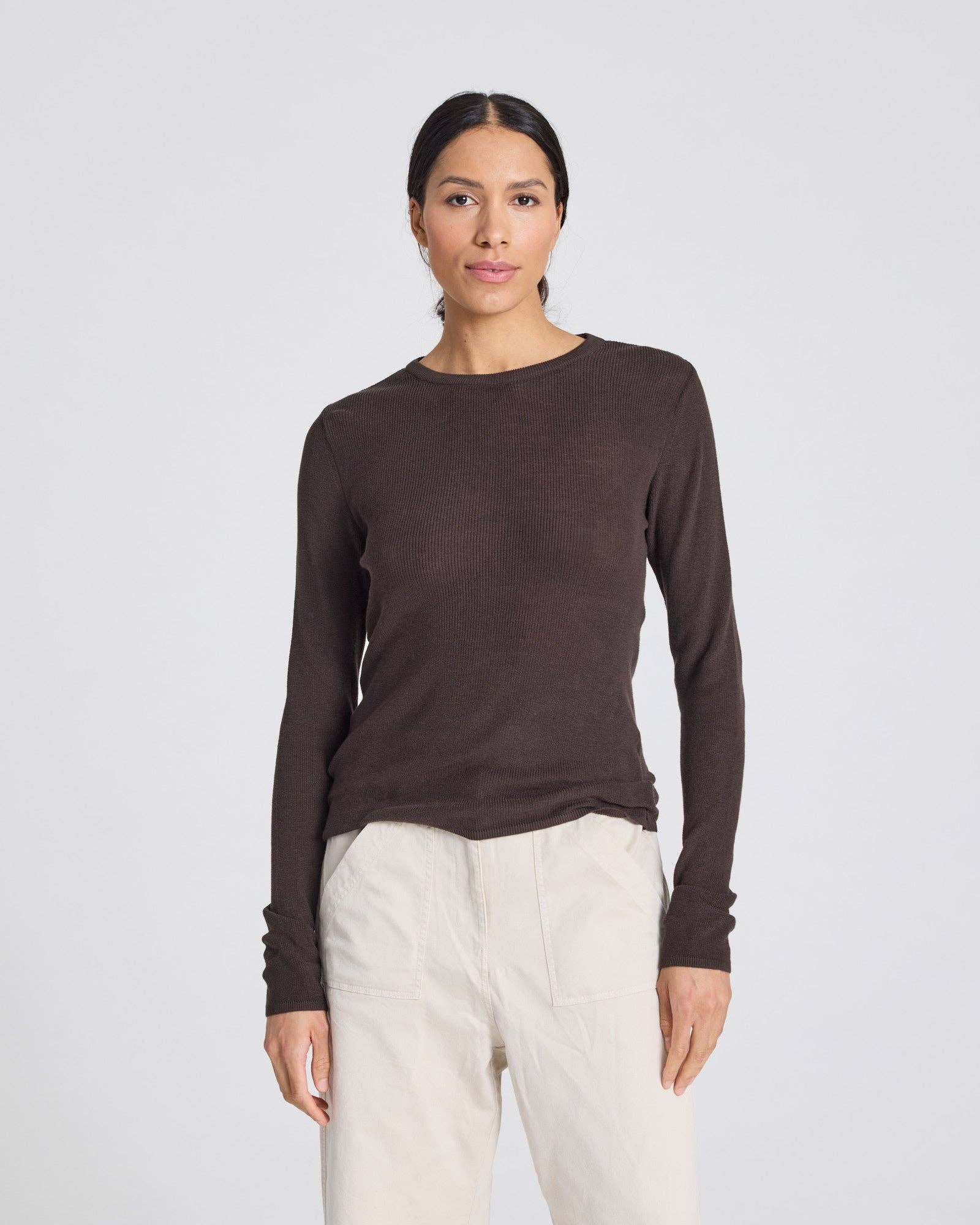 Top a Maniche Lunghe Freja in Cotone Bio a Coste