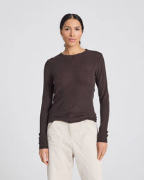 Top a Maniche Lunghe Freja in Cotone Bio a Coste