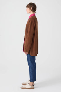 Cardigan lungo a costine con bottoni