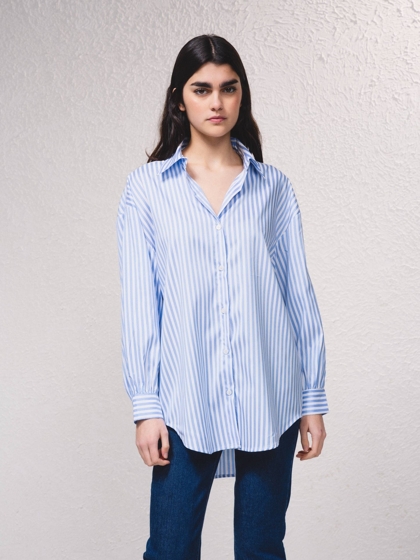 Camicia oversize a righe con bottoni