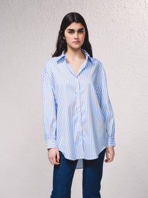 Camicia oversize a righe con bottoni