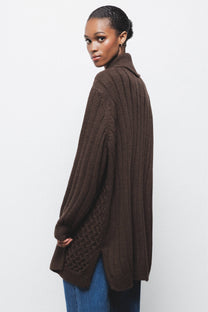 Cardigan lungo in maglia strutturata con collo a scialle