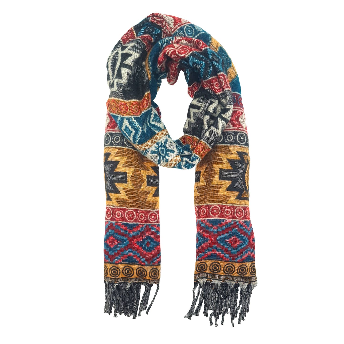 Sciarpa scialle etnica XXL invernale multicolore
