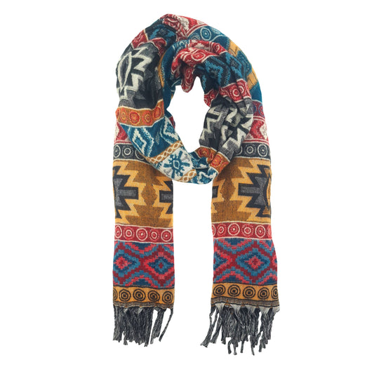Sciarpa scialle etnica XXL invernale multicolore