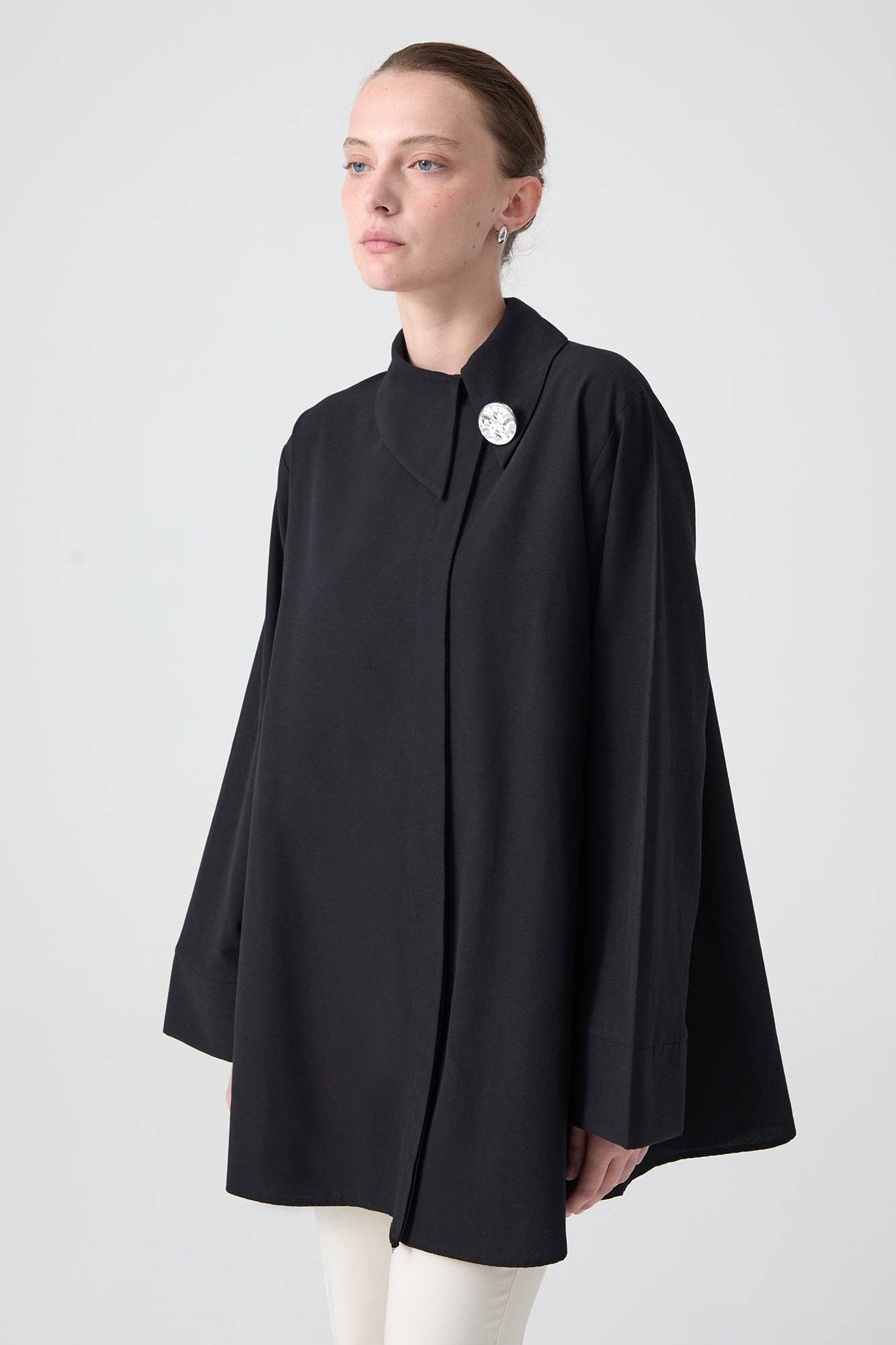 Camicia asimmetrica in popeline nera