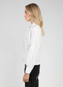 Camicia bianca SANAMA con colletto smerlato