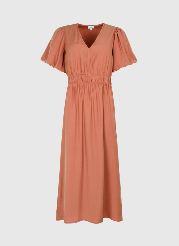 Abito midi Melile terracotta con scollo a V