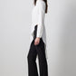 Tunica Camicia Asimmetrica Bianca con Vita Arricciata
