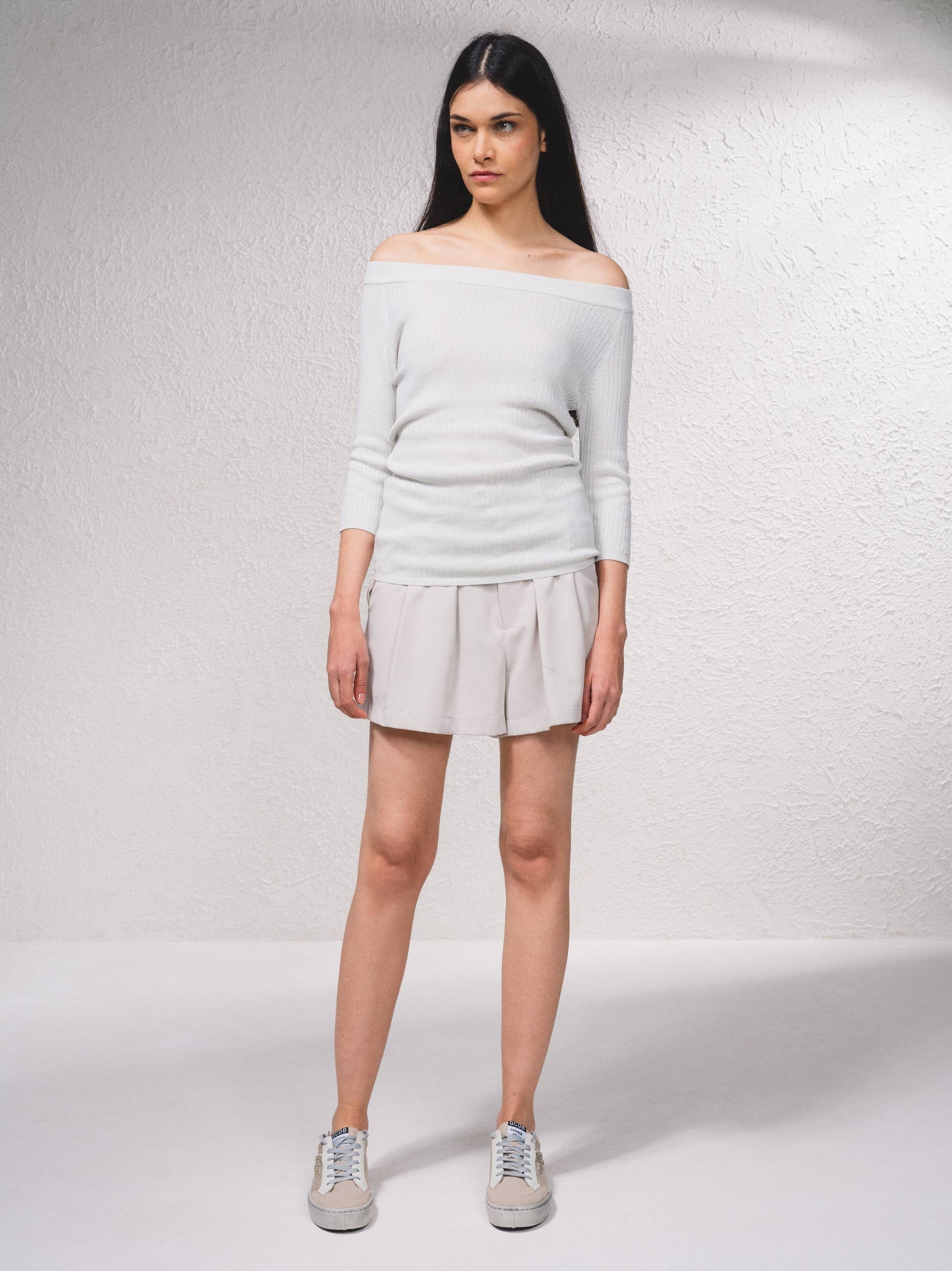 Maglione lurex off-shoulder
