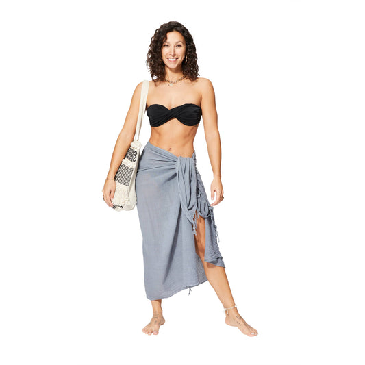 Sciarpa estiva oversize in cotone grigio