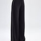 Pantaloni palazzo neri in crepe con piping a contrasto