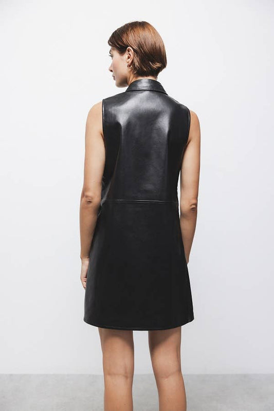 Abito corto in ecopelle con zip