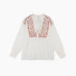 Camicia boho ricamata color ecru