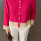 Camicia fucsia con bottoni e rifiniture in pizzo
