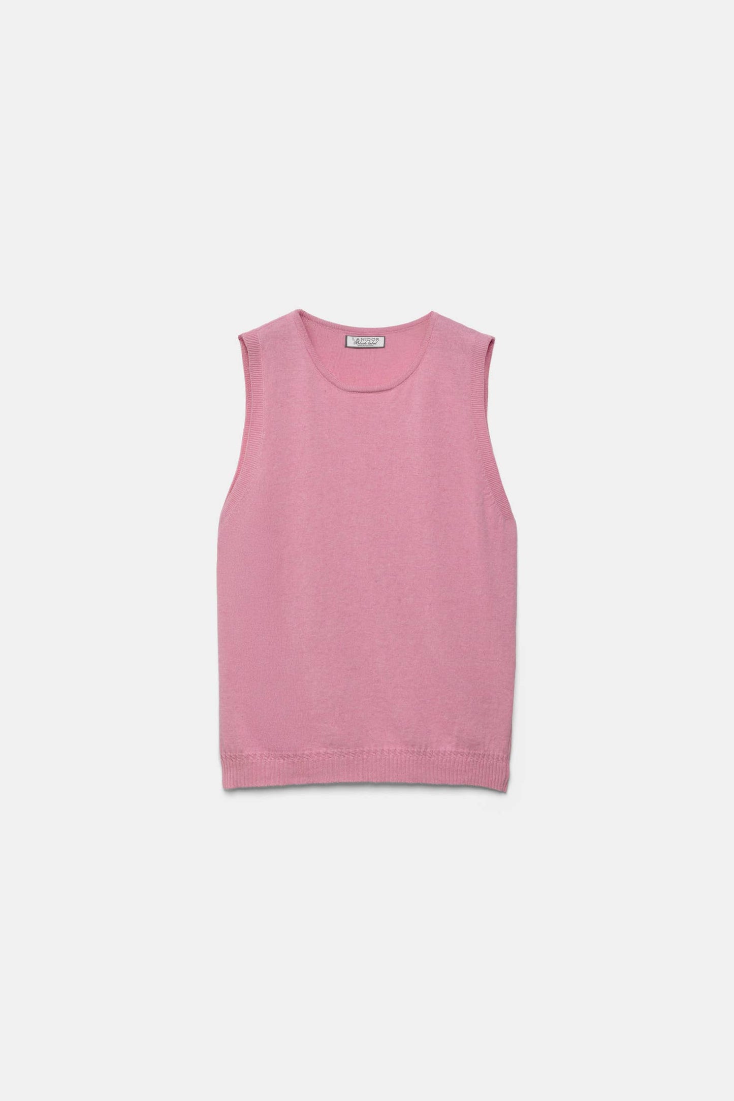 Gilet in maglia rasata rosa con scollo rotondo