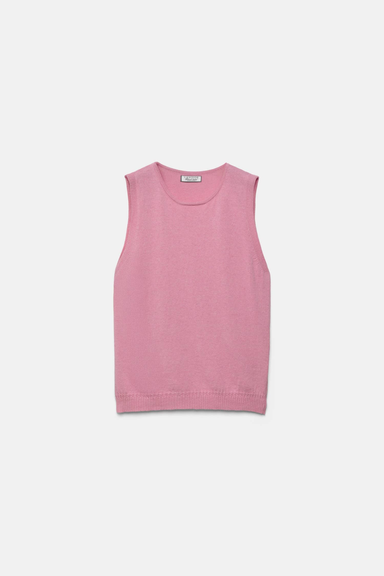 Gilet in maglia rasata rosa con scollo rotondo