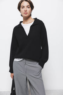 Maglione in maglia rasata con collo polo