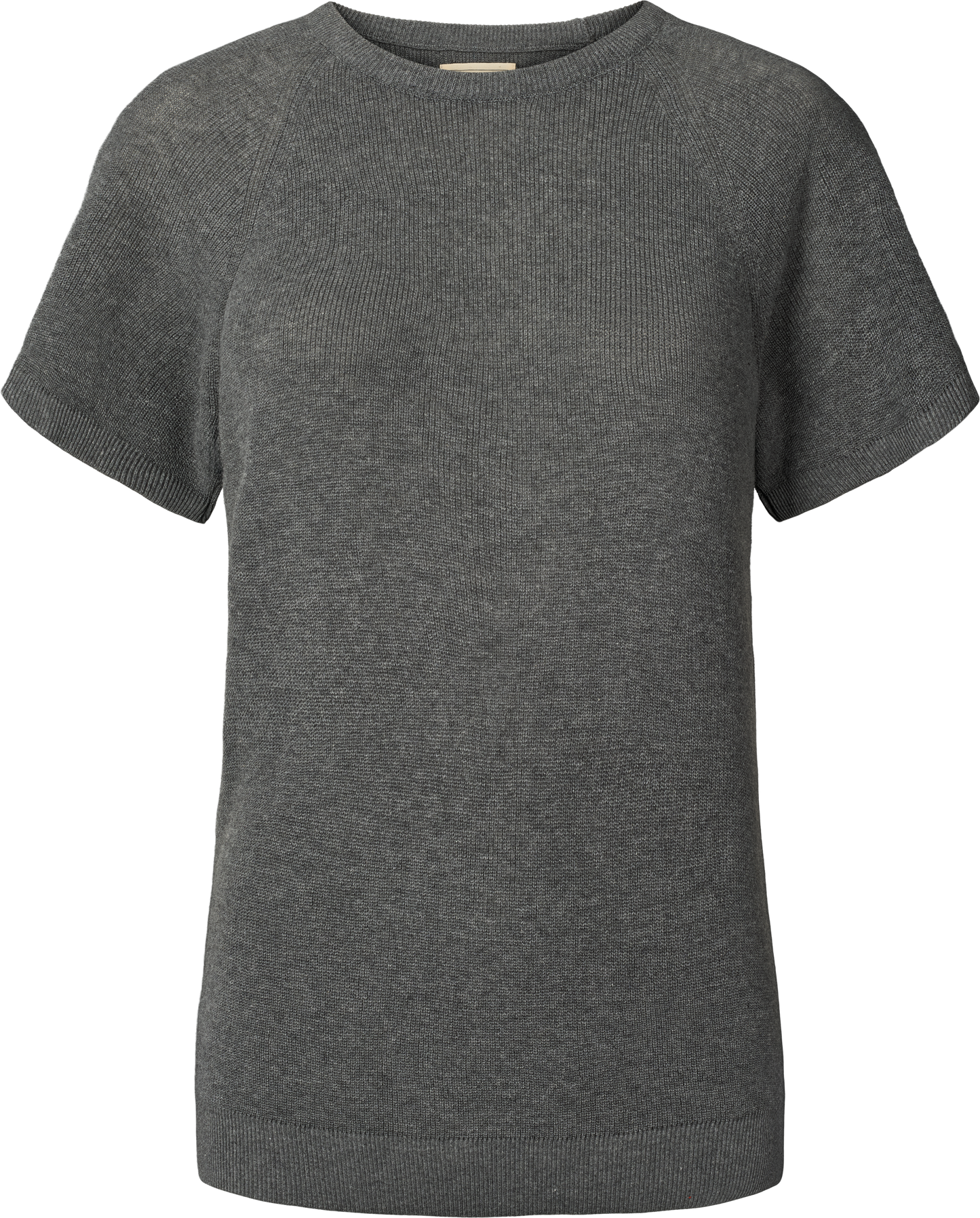 T-shirt in maglia Karen in cotone biologico grigio scuro mélange