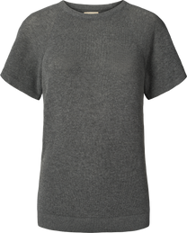 T-shirt in maglia Karen in cotone biologico grigio scuro mélange