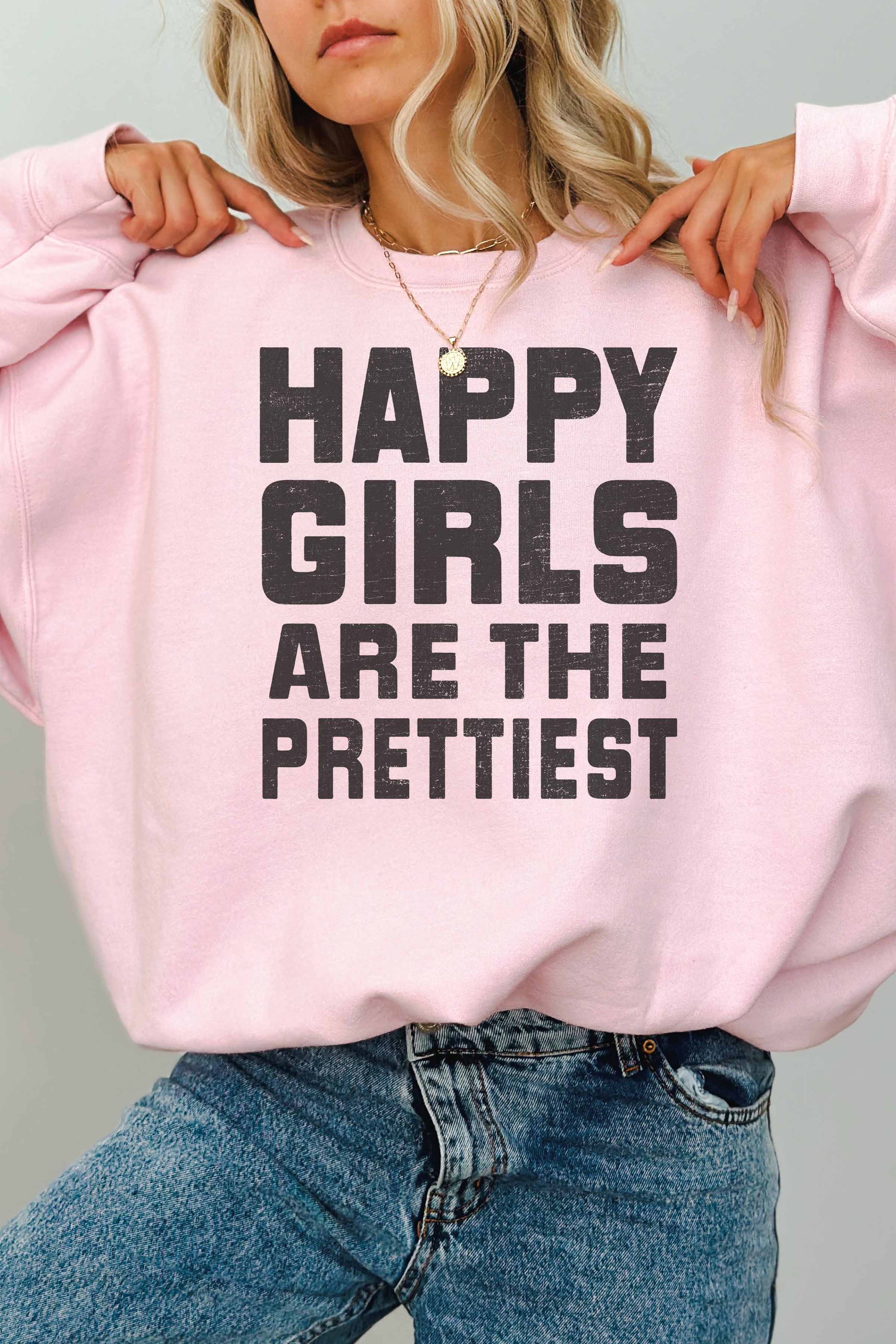 Felpa oversize con stampa “Happy Girls Are The Prettiest”