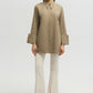 Camicia in popeline beige con polsini oversize