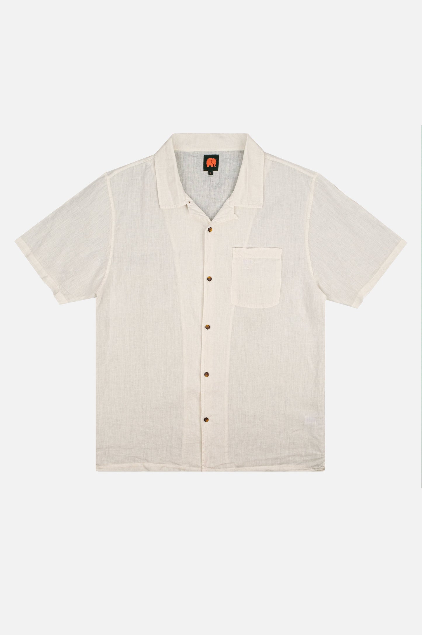 Camicia in lino San Miguel a maniche corte bianco schiuma