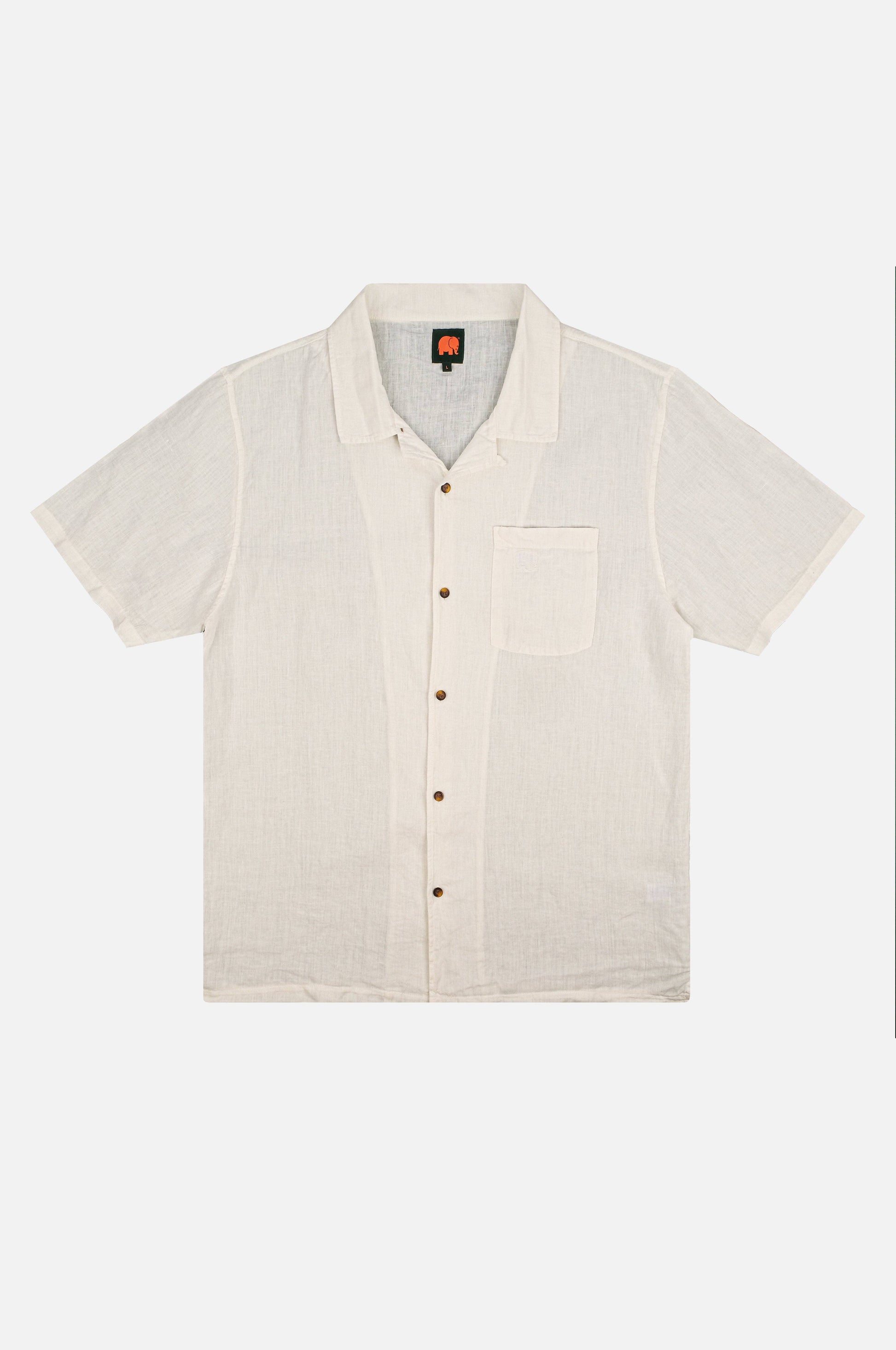 Camicia in lino San Miguel a maniche corte bianco schiuma
