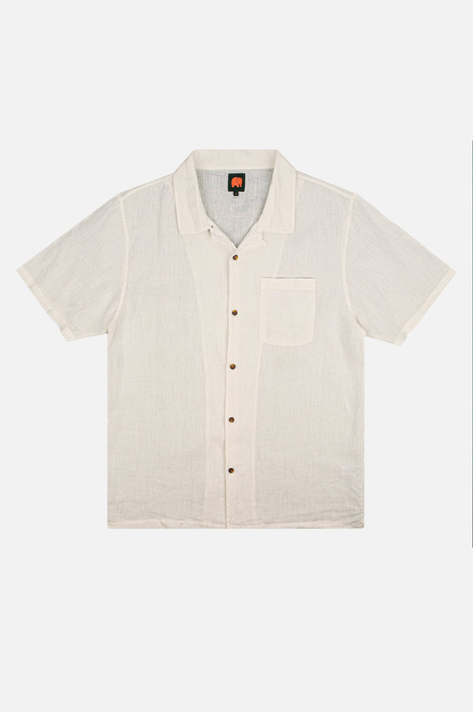 Camicia in lino San Miguel a maniche corte bianco schiuma