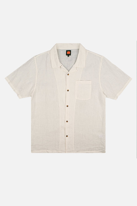 Camicia in lino San Miguel a maniche corte bianco schiuma