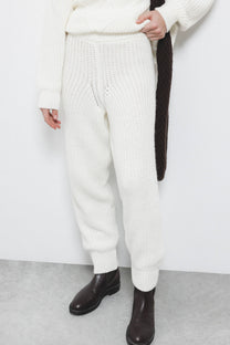 Pantaloni in maglia con vita a coste