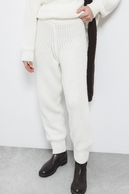 Pantaloni in maglia con vita a coste