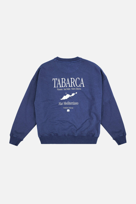 Maglione oversize Manzanaro in cotone biologico blu Deep Water