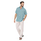 Camicia estiva uomo in cotone a manica corta turchese