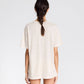 T-shirt in lino a maniche corte girocollo grigio antico