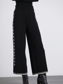 Pantaloni a palazzo jacquard con motivo geometrico