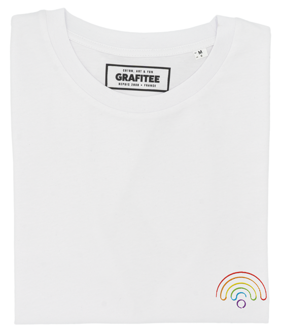 T-shirt Love Connection ricamata in cotone biologico
