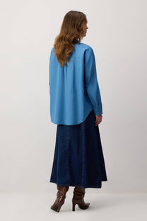 Camicia oversize in cotone 100% azzurra