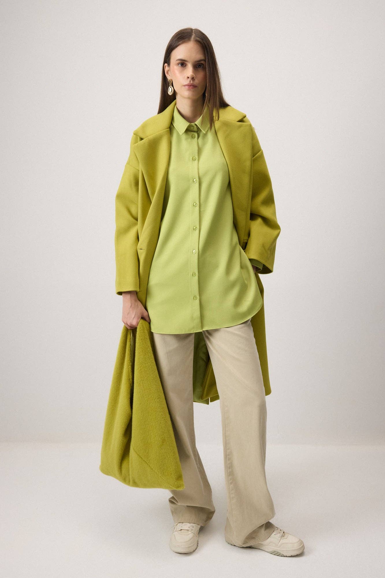Borsa shopper in peluche verde