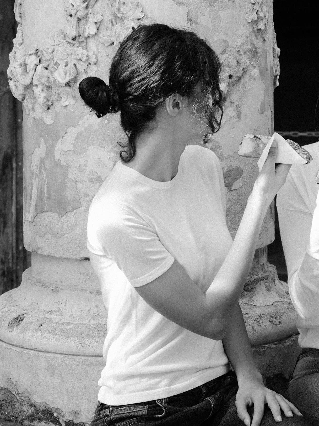 T-shirt in lana merino e seta
