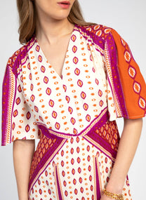 Abito midi Oren arancione con scollo a V