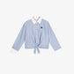 Camicia Senora blu in popeline di cotone con nodo